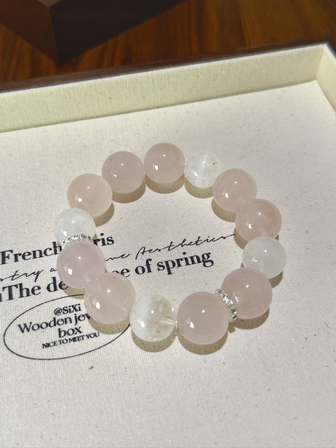 ▫️▪️ Pink crystal white ghost bracelet